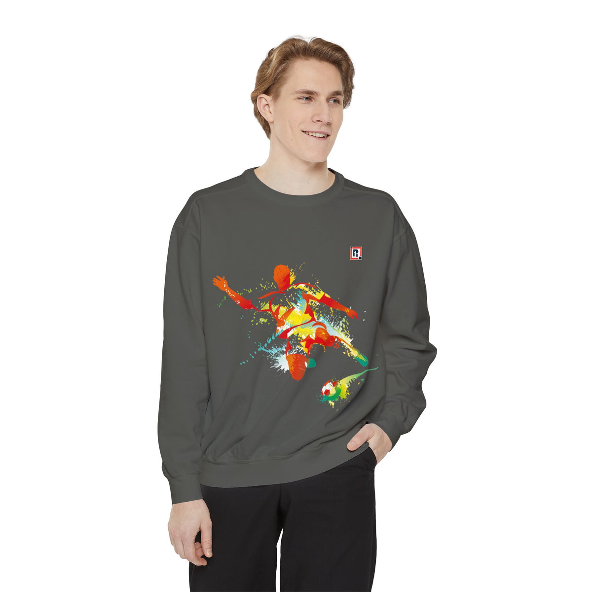 Men's Full Sleeve Colourful Paint Football Graphic Sweatshirt