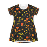 Women’s Floral T-Shirt Dress – Midnight Bloom Edition by Progressive18