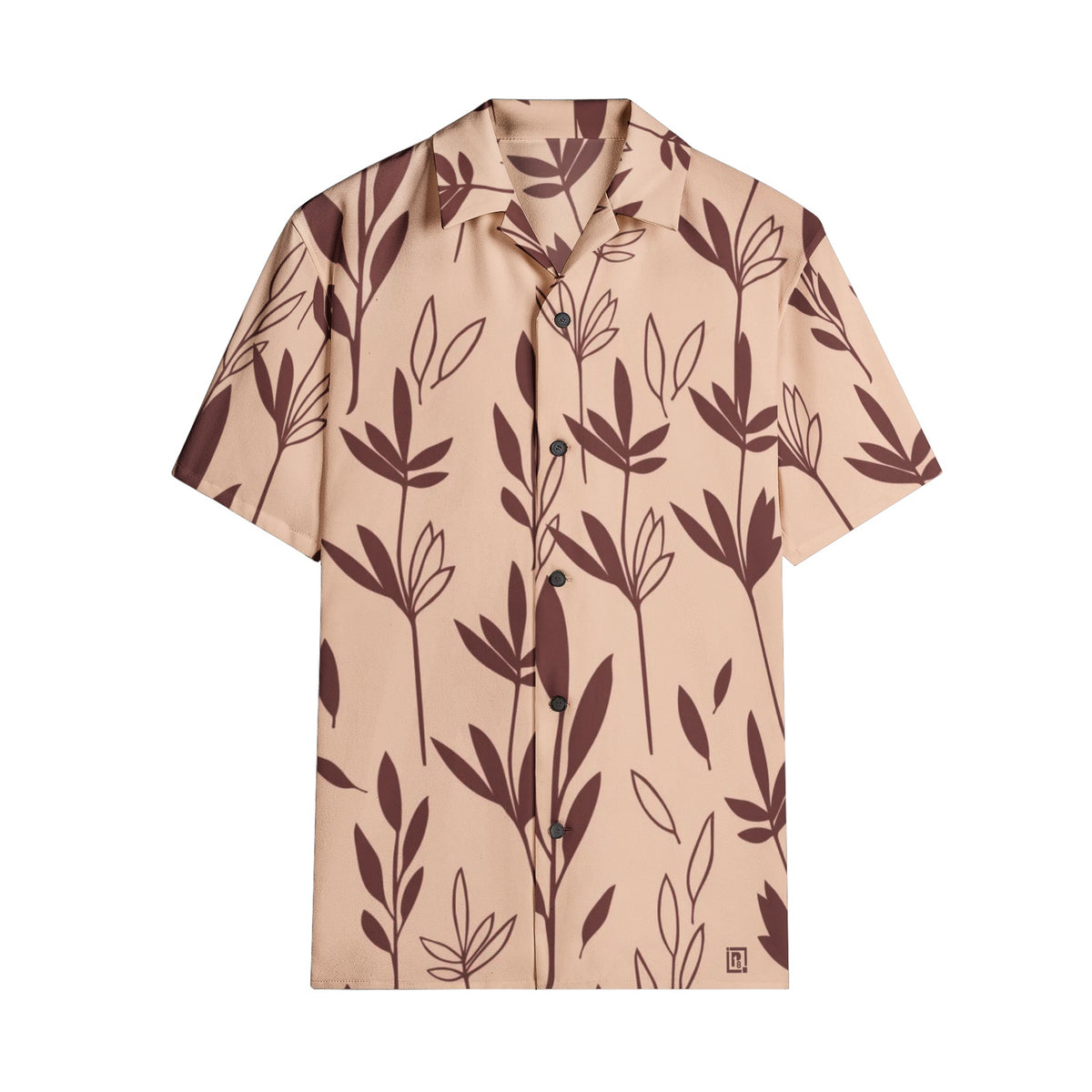 Men’s Short Sleeve Beige Botanical Print Shirt