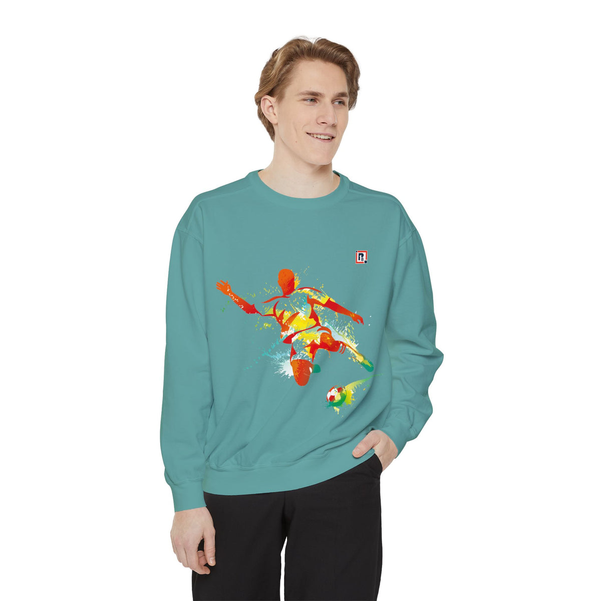 Men's Full Sleeve Colourful Paint Football Graphic Sweatshirt