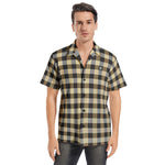 Men’s Beige & Black Checkered Short Sleeve Shirt