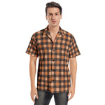 Men’s Brown & Rust Checkered Short Sleeve Shirt