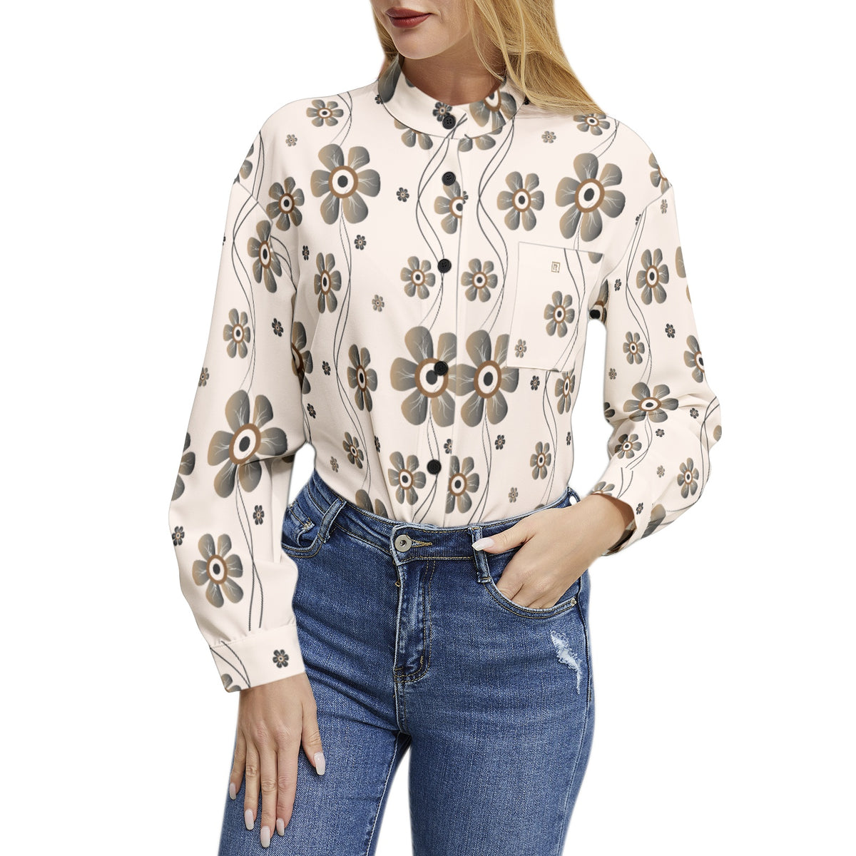 Long Sleeve Button Up Casual Shirt Top