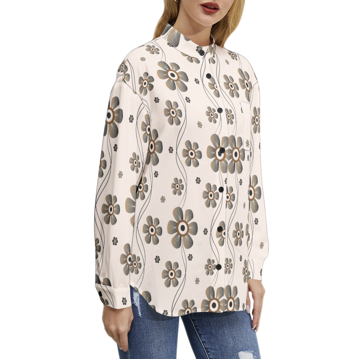 Long Sleeve Button Up Casual Shirt Top