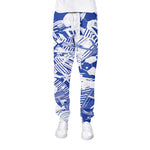 Men’s Blue & White Abstract Graphic Sweatpants