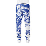Men’s Blue & White Abstract Graphic Sweatpants