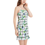 Women’s Strappy Mini Dress – Blue Bloom Grid Edition by Progressive18