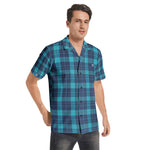 Men’s Blue & Navy Checkered Short Sleeve Shirt