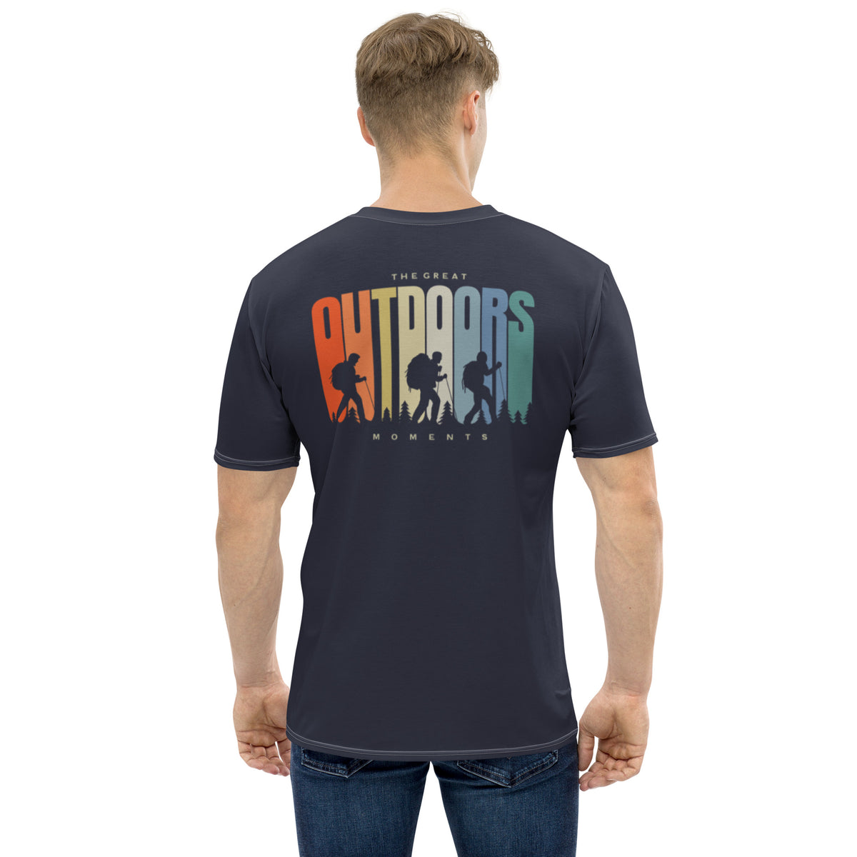 Navy Blue Athletic Crew-Neck Pure Cotton T-Shirt for Men