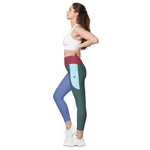 Women’s Multi-Color Block Leggings with Pockets