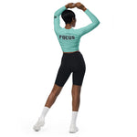 Women's Aqua Blue Long-Sleeve Crop Top