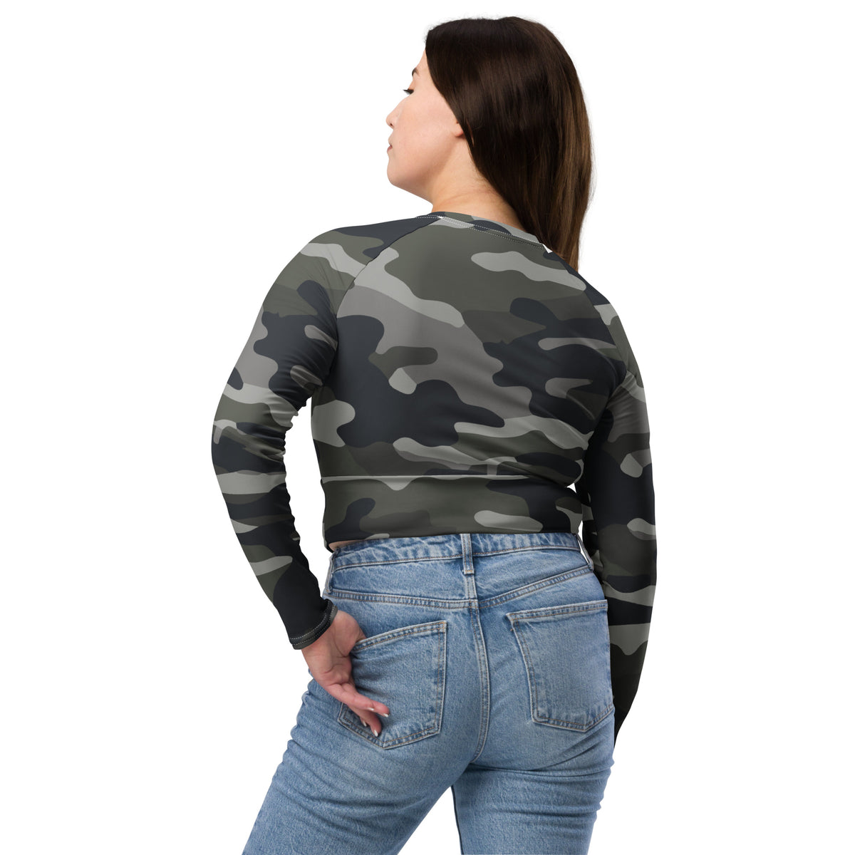 Recycled long-sleeve crop top