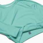 Women's Aqua Blue Long-Sleeve Crop Top