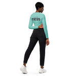 Women's Aqua Blue Long-Sleeve Crop Top