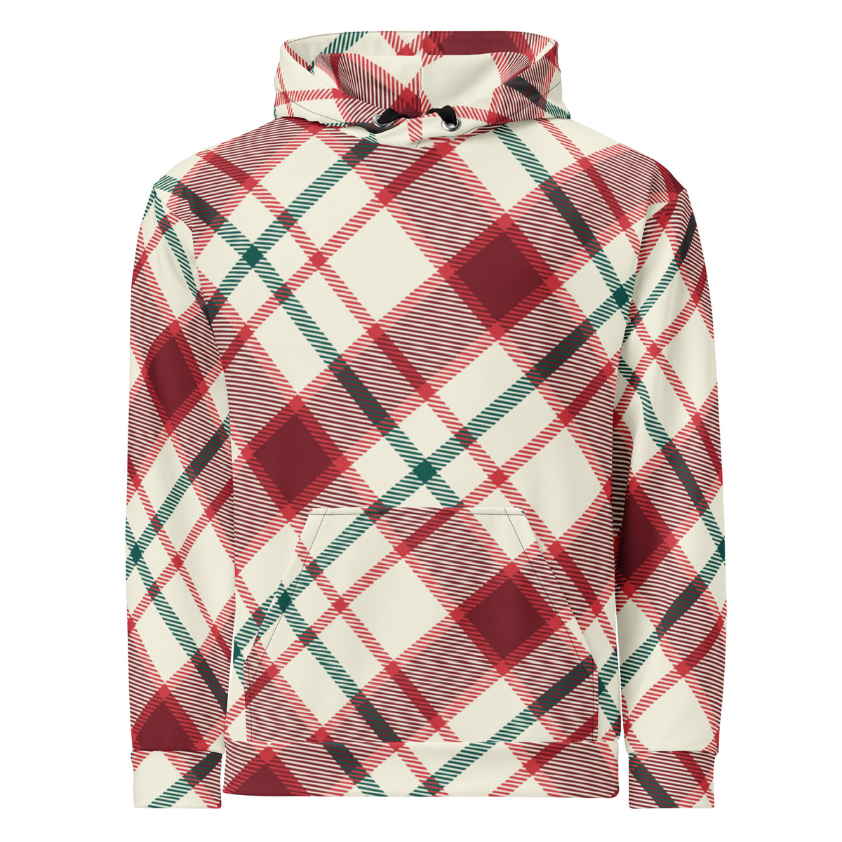 Men's All-Over Plaid Full Sleeve Hip Hop Hoodie