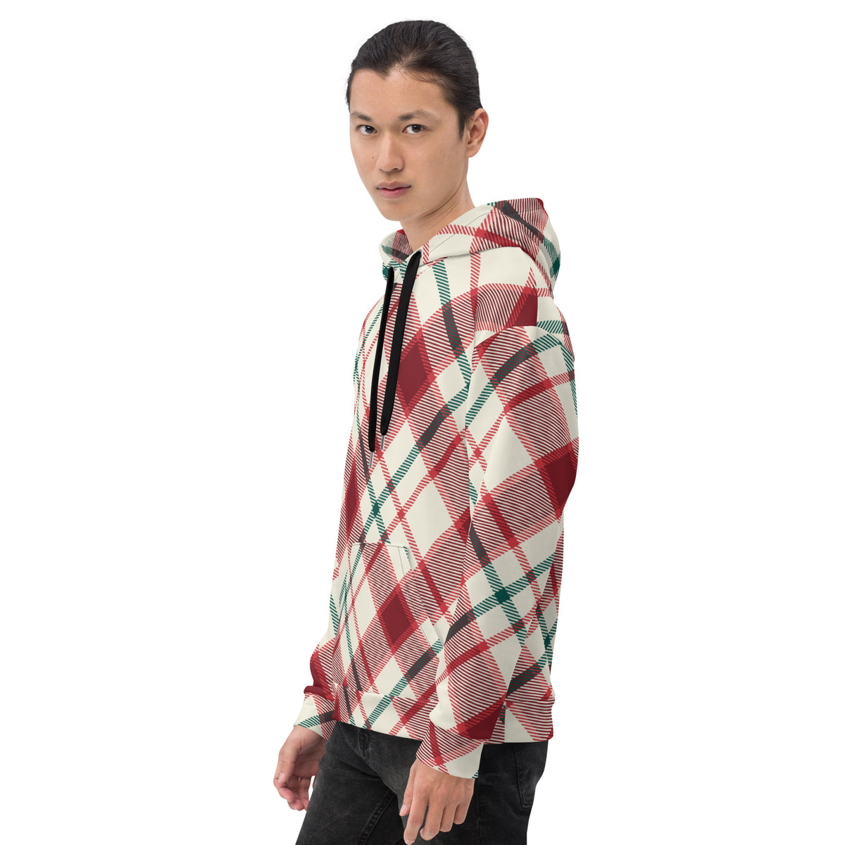 Men's All-Over Plaid Full Sleeve Hip Hop Hoodie