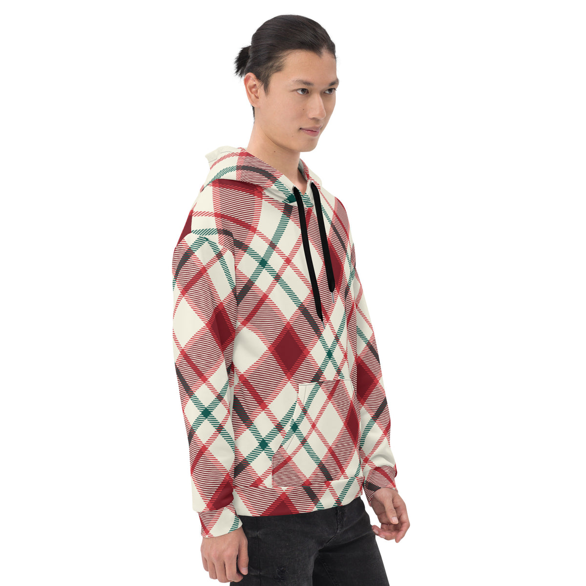 Men's All-Over Plaid Full Sleeve Hip Hop Hoodie