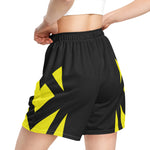Women's Black & Yellow Athletic Shorts