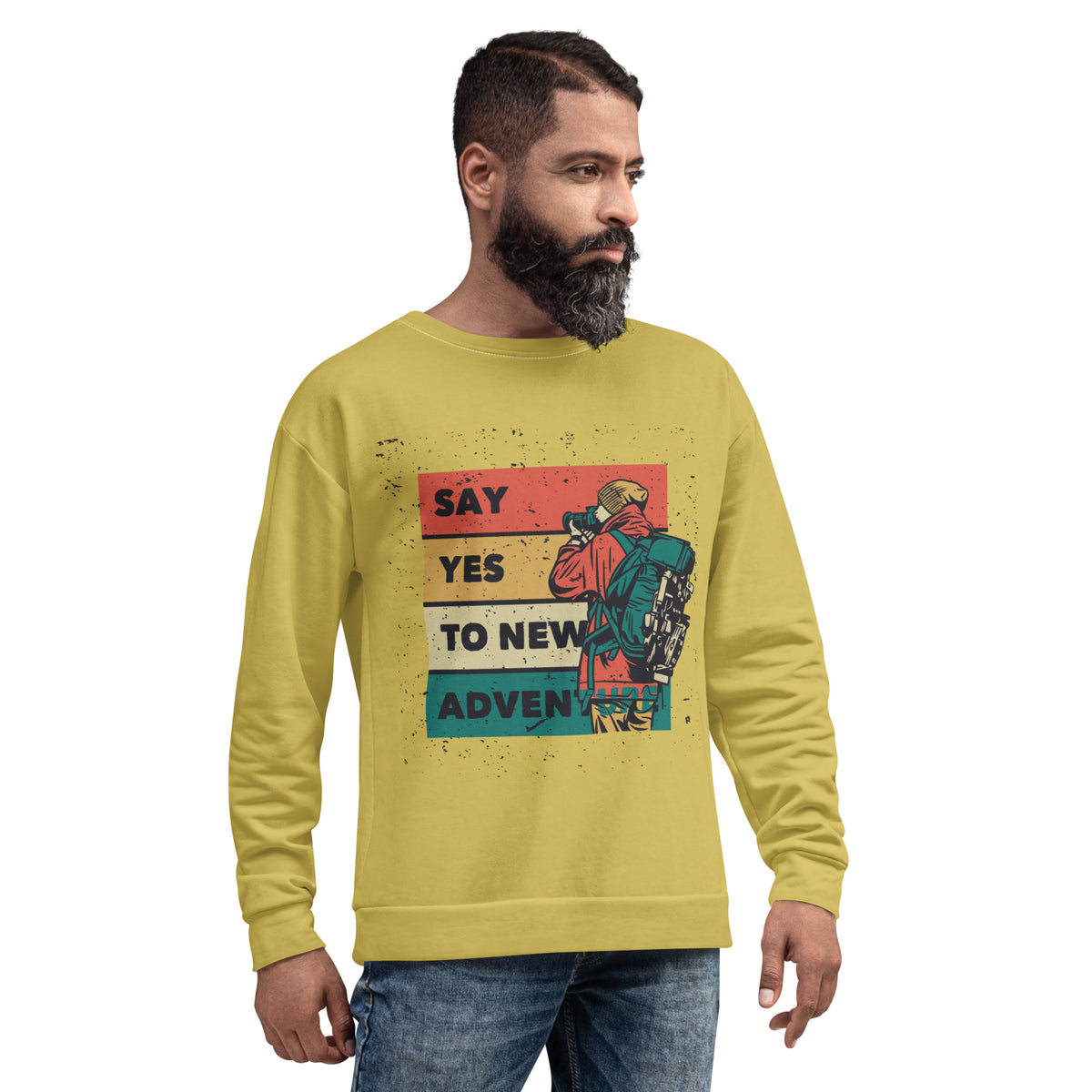 Men's Full Sleeve Printed Sweatshirt (Mustard Yellow)