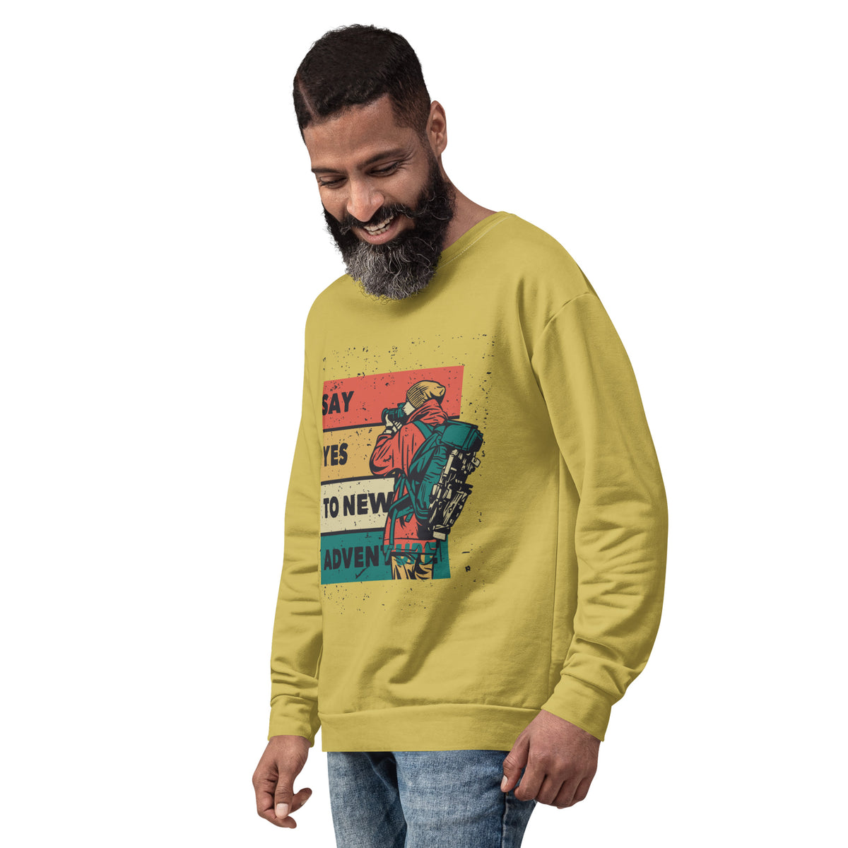 Men's Full Sleeve Printed Sweatshirt (Mustard Yellow)