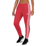 Women's Red Triple-Stripe Joggers