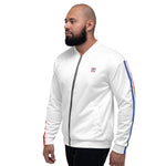 Men's Full Sleeve White Zip-Front Bomber Jacket