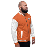 Unisex Orange and White Bomber Jacket