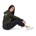 Women's Dark Olive Cropped Windbreaker Jacket