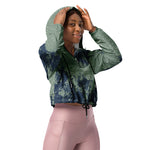 Women's Abstract Print Cropped Windbreaker Jacket