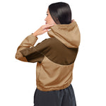 Women's Two-Tone Brown Cropped Windbreaker Jacket
