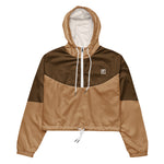 Women's Two-Tone Brown Cropped Windbreaker Jacket