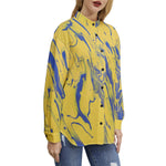 Women's Abstract Swirl Print Button-Up Shirt – Bold & Trendy