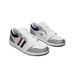 Men's White, Grey & Navy Low-Top Sneakers