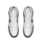 Men's White, Grey & Navy Low-Top Sneakers