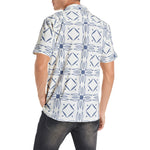 Men’s Short Sleeve Blue Geometric Print Shirt