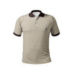 Men’s Beige and Brown Geometric Pattern Polo T-Shirt