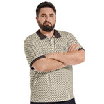 Men’s Beige and Brown Geometric Pattern Polo T-Shirt
