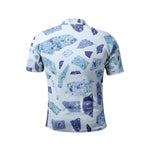 Men’s Abstract Blue Print Polo T-Shirt