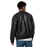 Men’s Black Faux Leather Bomber Jacket – Sleek, Stylish & Durable