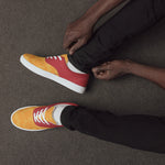 Men's Vibrant Yellow and Red Lace-Up Canvas Shoes