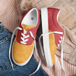 Men's Vibrant Yellow and Red Lace-Up Canvas Shoes