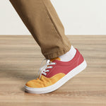 Men's Vibrant Yellow and Red Lace-Up Canvas Shoes