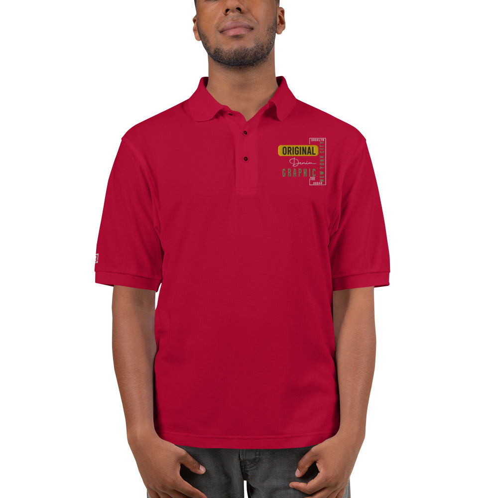 Men's Original Denim Graphic Red Polo T-Shirt