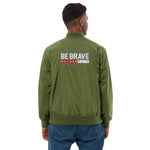 Men’s Olive Green Bomber Jacket – "Be Brave, Be Yourself"