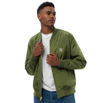 Men’s Olive Green Bomber Jacket – "Be Brave, Be Yourself"