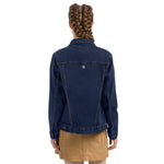 Women's Dark Blue Denim Jacket – ""Life is Short"" Casual Streetwear