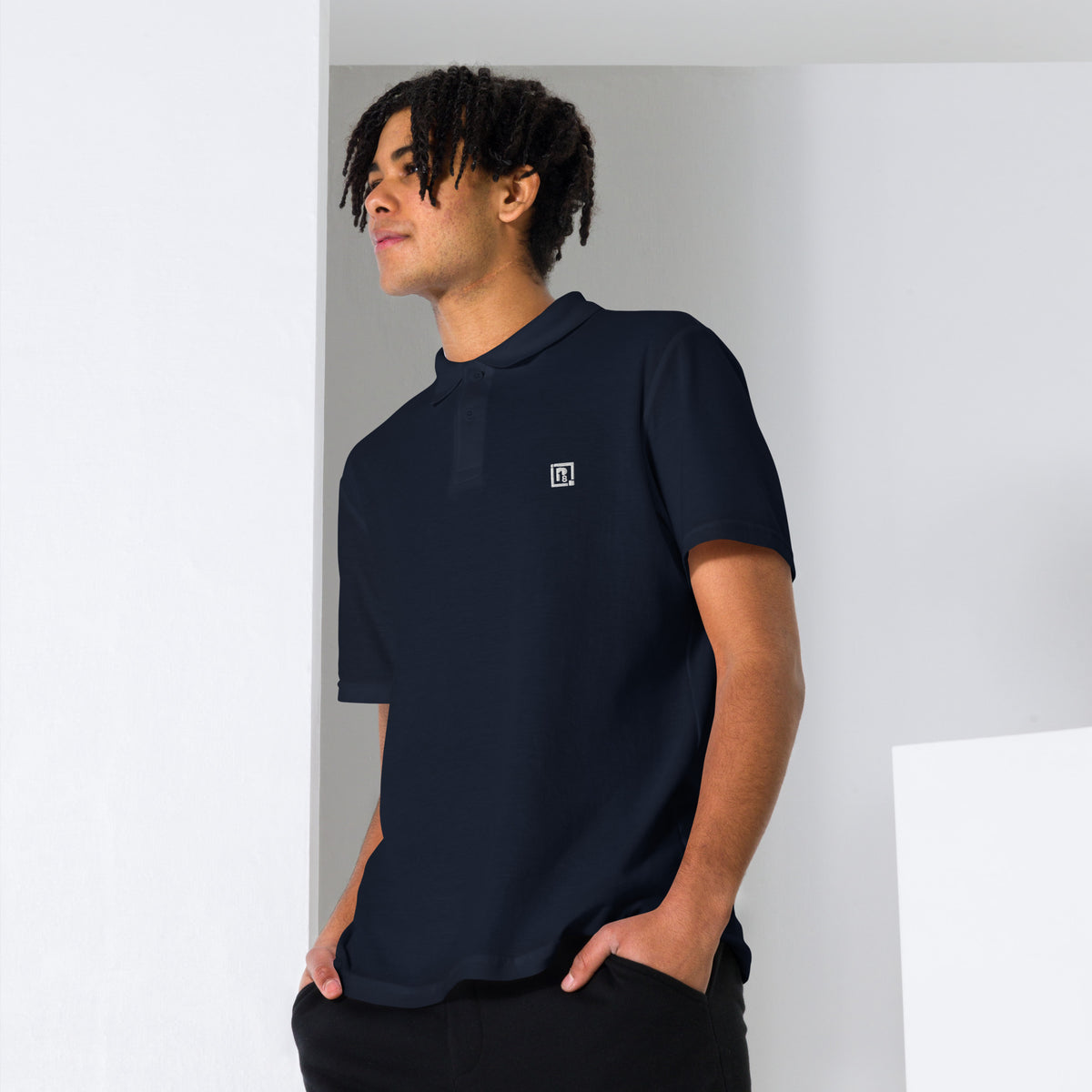 Men's Polo Collar Regular Fit Pure Cotton Navy Blue T-Shirt