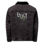 Men’s Black Denim Sherpa Jacket – ""Enjoy the Ride"" Graphic