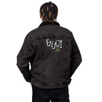 Men’s Black Denim Sherpa Jacket – ""Enjoy the Ride"" Graphic