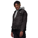 Men’s Black Denim Sherpa Jacket – ""Enjoy the Ride"" Graphic